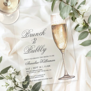 Invitaciones Acrílicas Desayuno Brunch y Burbujas para Despedida de Solte