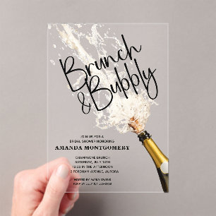 Invitaciones Acrílicas Desayuno Brunch y Burbujeante Despedida de Soltera