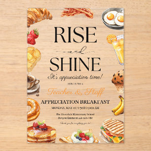 Invitaciones Acrílicas Desayuno de Agradecimiento a los Maestros, Brunch 