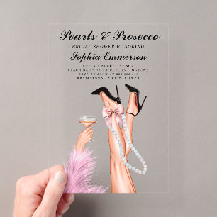 Invitaciones Acrílicas Desayuno de novia Perlas y Prosecco