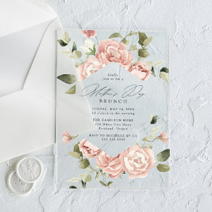 Invitaciones Acrílicas Desayuno del Día de la Madre en el jardín de rosas