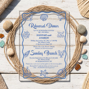 Invitaciones Acrílicas Desayuno dominical de cena de ensayo de vida marin