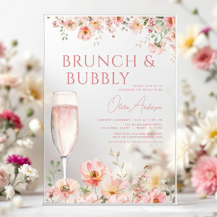 Invitaciones Acrílicas Desayuno floral y brindis de champán para despedid