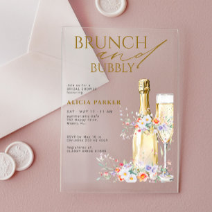 Invitaciones Acrílicas Desayuno y brindis con champán floral para despedi