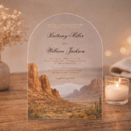 Invitaciones Acrílicas Desert Mountain Landscape Southwestern Wedding