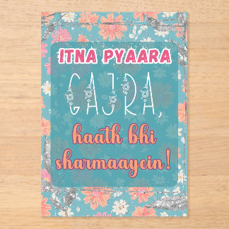 Invitaciones Acrílicas Desi Indian Pakistani Wedding Mehndi Food Sign