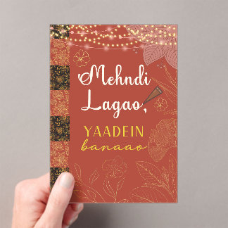 Invitaciones Acrílicas Desi Indian Pakistani Wedding Mehndi Food Sign