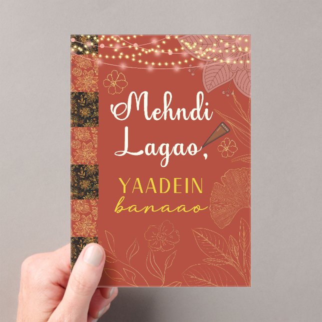 Invitaciones Acrílicas Desi Indian Pakistani Wedding Mehndi Food Sign (Insitu (portátil))