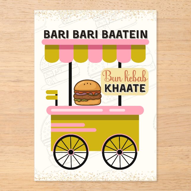 Invitaciones Acrílicas Desi Indian Pakistani Wedding Mehndi Food Sign (Anverso)