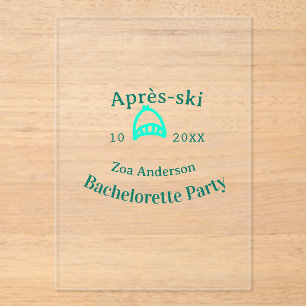 Invitaciones Acrílicas despedida de soltera après-ski sombrero turquesa n