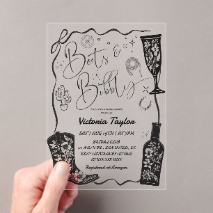 Invitaciones Acrílicas Despedida de soltera con botas occidentales y burb