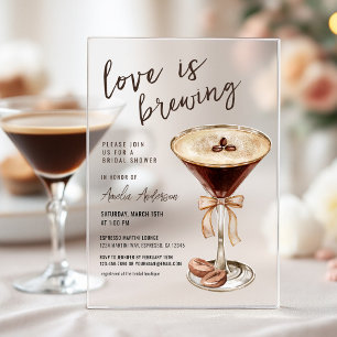 Invitaciones Acrílicas Despedida de soltera con Espresso Martini 'El amor