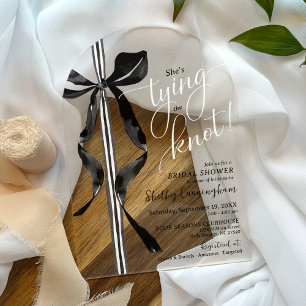 Invitaciones Acrílicas Despedida de Soltera con Lazo Negro de Acuarela At