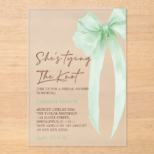 Invitaciones Acrílicas Despedida de soltera con lazo verde