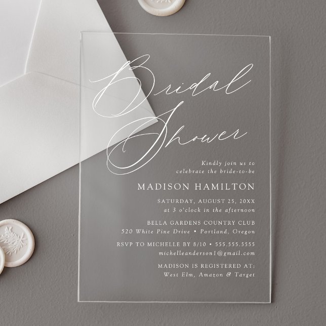 Invitaciones Acrílicas Despedida de Soltera con Letra Elegante Moderna (Subido por el creador)