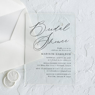 Invitaciones Acrílicas Despedida de Soltera con Letra Negra Moderna y Ele