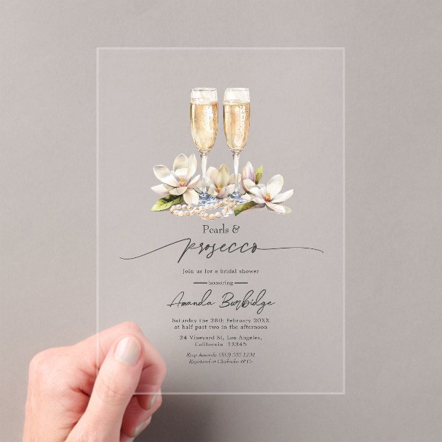 Invitaciones Acrílicas Despedida de soltera con perlas transparentes y Pr (Insitu (portátil))