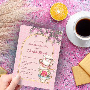 Invitaciones Acrílicas Despedida de soltera con té en el jardín caprichos