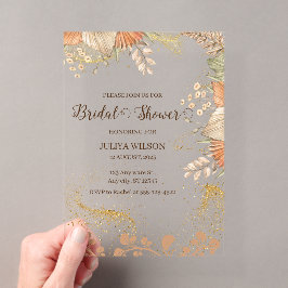 Invitaciones Acrílicas Despedida de soltera de hierba de pampas boho