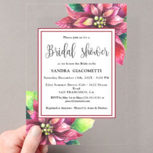 Invitaciones Acrílicas Despedida de soltera de invierno en Navidad