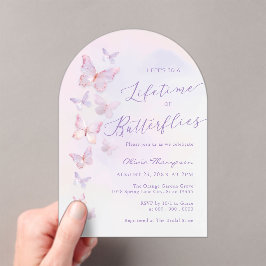 Invitaciones Acrílicas Despedida de soltera de Mariposa Púrpura