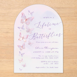 Invitaciones Acrílicas Despedida de soltera de Mariposa Púrpura