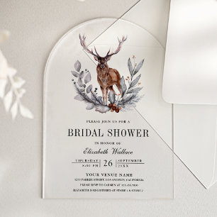 Invitaciones Acrílicas Despedida de soltera en bosque de ciervos