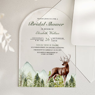 Invitaciones Acrílicas Despedida de soltera en el bosque de montaña