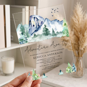 Invitaciones Acrílicas Despedida de soltera en el bosque de pinos de mont