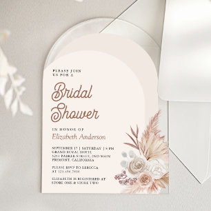 Invitaciones Acrílicas Despedida de soltera floral beige neutral de Pampa
