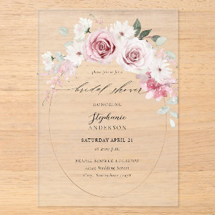 Invitaciones Acrílicas Despedida de Soltera Floral Rosa Sonrojado 2