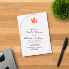 Invitaciones Acrílicas Despedida de soltera Otoño Hoja de Arce