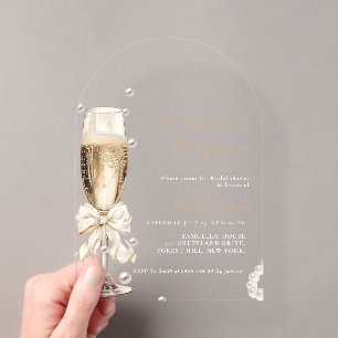 Invitaciones Acrílicas Despedida de soltera Perlas y Prosecco