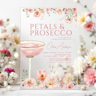 Invitaciones Acrílicas Despedida de soltera Pétalos de flores silvestres 