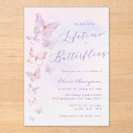 Invitaciones Acrílicas Despedida de Soltera Purple Life Time de Mariposas