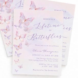 Invitaciones Acrílicas Despedida de Soltera Purple Life Time de Mariposas