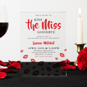 Invitaciones Acrílicas Despídete de la Señorita Fiesta de Despedida de So