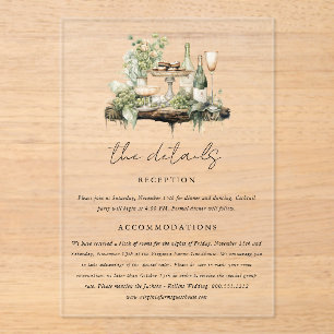 Invitaciones Acrílicas Detalles de Boda Boho del Encantado Bosque Acuarel