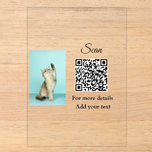 Invitaciones Acrílicas Detalles simples de nombres de animales Código QR 
