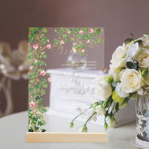 Invitaciones Acrílicas Diario de estilo vintage de pared antigua rosa ros