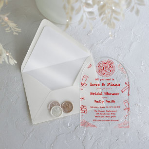 Invitaciones Acrílicas Dibujado a mano es amor & Despedida de soltera de