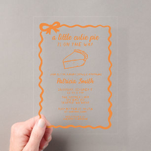 Invitaciones Acrílicas Dibujo a mano de Little Cutie Pie Baby Shower de O