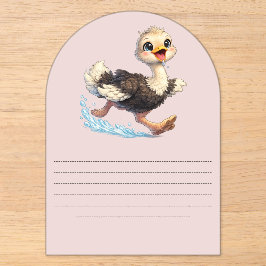 Invitaciones Acrílicas Dibujo de avestruz lindo feliz aventura