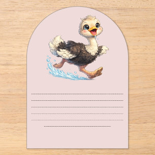 Invitaciones Acrílicas Dibujo de avestruz lindo feliz aventura