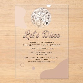 Invitaciones Acrílicas Discoteca Retro Groovy 30 Fiesta de cumpleaños