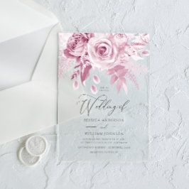 Invitaciones Acrílicas Diseñador Boda rosa Rubor