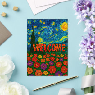Invitaciones Acrílicas Diseño Artístico Floral Noche Estrellada de Bienve