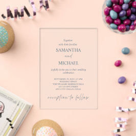Invitaciones Acrílicas Diseño de boda minimalista de acrílico transparent
