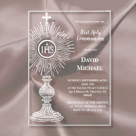 Invitaciones Acrílicas diseño de custodia blanca | Primera Comunión