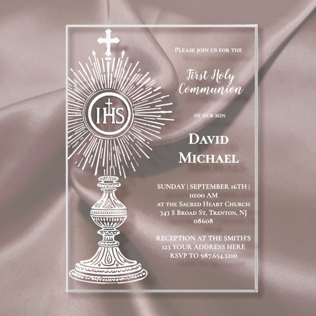 Invitaciones Acrílicas diseño de custodia blanca | Primera Comunión (Subido por el creador)